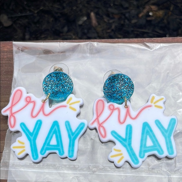 Fri Yay Blue and White Drop Earrings - Picture 3 of 5